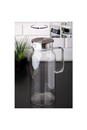 Borosilicate Glass Jug, Tall Elegant Glass Jug with Metal Lid 1.5 L HBV00YTY - MİEN