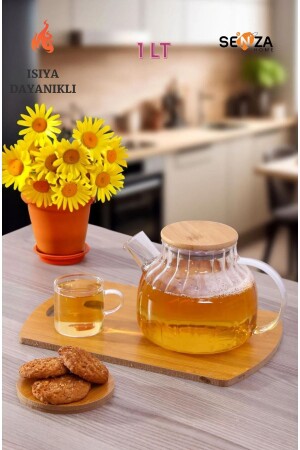 Borosilicate Glass Slice Teapot with Bamboo Lid 1 Lt - Senza