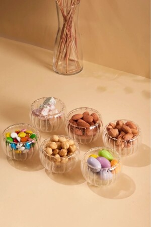 Borosilicate Striped Double Walled 6-Piece Mini Sauce Bowl Sugar Bowl Snacks Treats Presentation Bowl - Sensoria