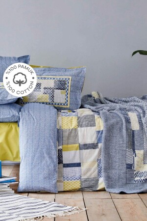 Bosa Indigo 100% Cotton Double Duvet Cover Set 200. 20. 01. 0254 - Karaca Home