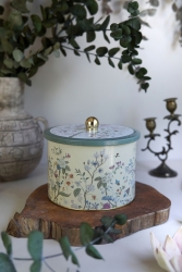 Botanica Desenli Yuvarlak Metal Saklama Kabı 14 Cm, Erzak Kabı - Organizer 17,5 Cm X 13 Cm Er145-4k ER145 - Evle