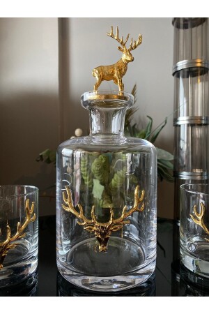 Bottle Decorative Deer Jug Carafe New Year's Presentation Gold Bottle with Deer Lid - Jurjum