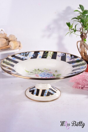 Bougainvillea Footed Patterned Salad Bowl 30 cm ypTYC00102894509 - Miss Betty