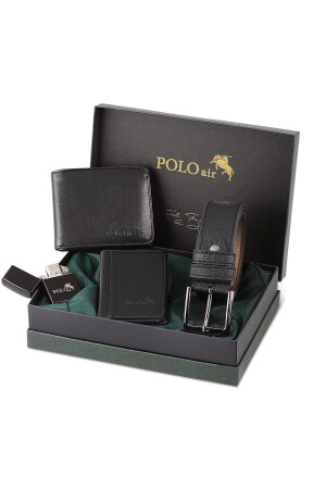 Boxed Black Classic Men's Wallet Belt Card Holder Gasoline Lighter Set SETE-3012C - polo air