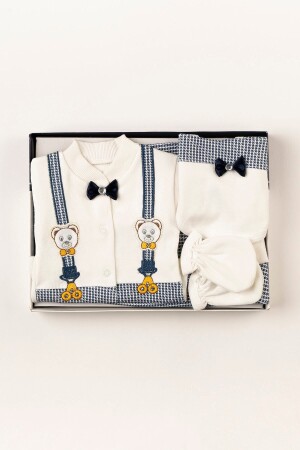 (BOXED) Newborn Clothes Navy Blue Baby Clothes with Bow Tie 5-Piece Hospital Bodysuit Set - Neu Kids