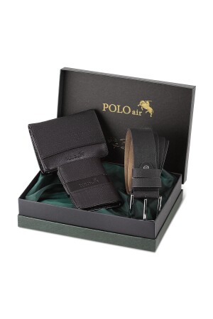 Boxed Sports Black Men's Wallet Belt Card Holder Set SETE-3010-S - polo air