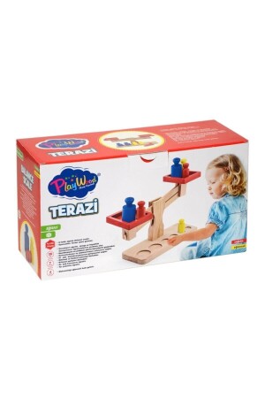 Boxed Wooden Scale 7 Piece Market Toy Play Wood AYDONY-313 - Genel Markalar