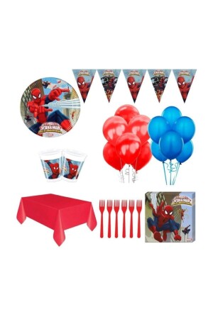 Boy Spider Man Spiderman Birthday Concept Party Supplies Set for 8 People - Spiderman