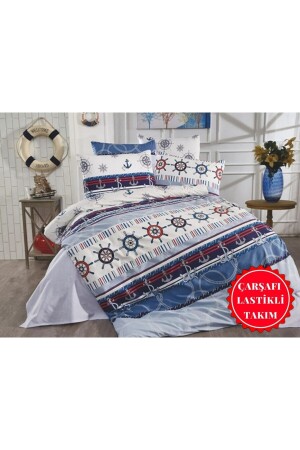 Boys and Young Children Ship and Sailor Model Single Duvet Cover Set with Elastic Sheets - Şahinhome