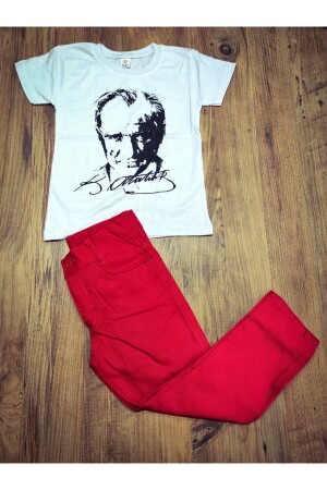 Boy's Performance Combination - Atatürk T-Shirt and Red Trousers - Genel Markalar