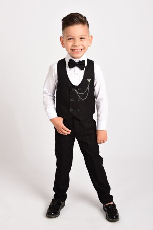 Boy's Tuxedo Suit with Vest and Bow Tie - Merdia Kids