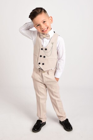 Boy's Tuxedo Suit with Vest and Bow Tie - Merdia Kids