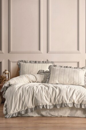 Bragi 100% Cotton Ruffle Yarn Dyed Double Duvet Cover Set 200*220 BRGCKT - Macas Home