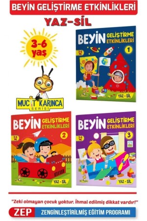 Brain Development Activities for Ages 3-6 Write-Erase Books - Yükselen Zeka Yayınları
