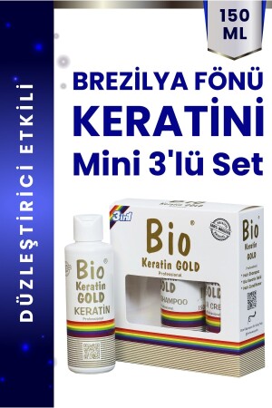 Brasilianisches Föhn-Keratin-Mini-Set mit 3 Stück, 150 ml. - Bio Keratin Gold
