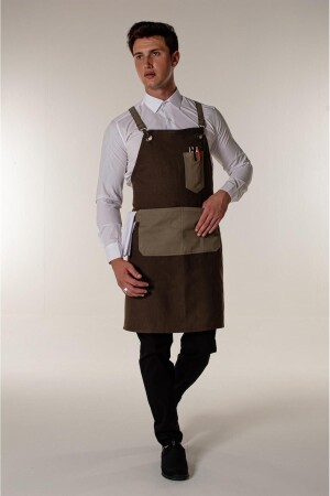 Braune Canvas-Barista-Café-Restaurant-Hängeschürze KAO - Mert Giyim