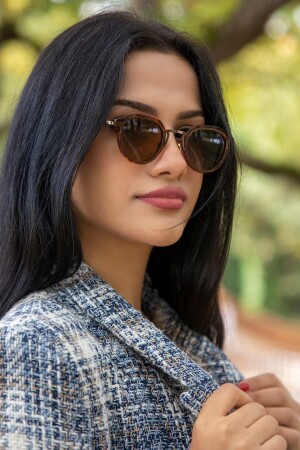 Braunes, mattes Glas, mattes Leopardenmuster mit Knochenrahmen, Unisex-Sonnenbrille AE2049 - Angel Eyes