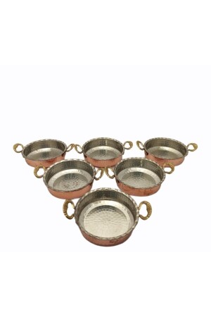 Breakfast Plates and Pans Model Mini Set of 6 Red M227 - KAYSERİ BAKIRCILIK