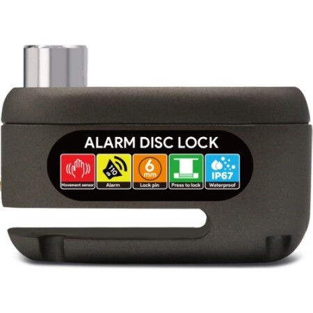 Bremsscheibenschloss mit Alarm Beaster BS03ADL, schwarz - Beaster