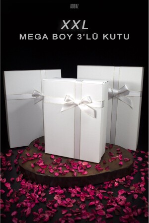 Bridal Bohça Dowry Box Set of 3 - with Gold Glitter Satin Ribbon - Adenz