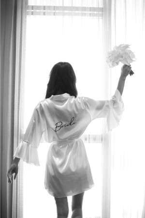 Bride Embroidered Bridal Robe with Flounce Sleeves TYC00244341294 - Bride By Burcu Arıcıoğlu