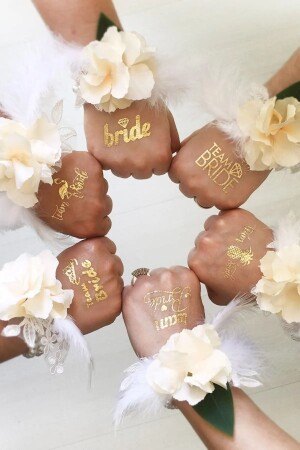 Bride To Be 1 Bride 10 Team Bride Gold Colored Temporary Tattoo Bachelorette Party - Genel Markalar