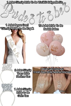 Bride To Be Party Set (ornament - 1 Belt - 10 Balloons - 10 Tattoos - 10 Crowns)team Bride Bachelorette Party Concept - Parti Dolabı