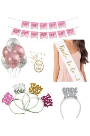 Bride To Be Set Bride To Be Party Set Bride Crown Bride Sash 44 Piece Bride Set BRİDEPK23 - Parti Kırtasiye