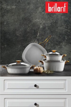 Brillant Vega Granite Cookware Set 7 Pieces MİM-BRILLANT-POTS - Mim Life