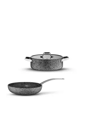 Brioni Stone-Age 3-Piece 26cm Shallow-26cm Frying Pan Scratch-Resistant Non-Stick Combination Pot and Pan Set - BRIONI
