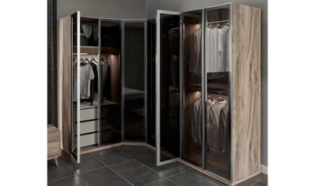 Bristol Glass Corner Wardrobe - Cadde Yıldız