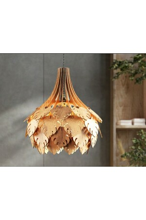 British Style Plane Leaf Modern Globe Globe Natural Wood MDF 3D Laser Cut Rustic Living Room Chandelier AVZSRF0053 - hü ma tasarım ve aksesuar