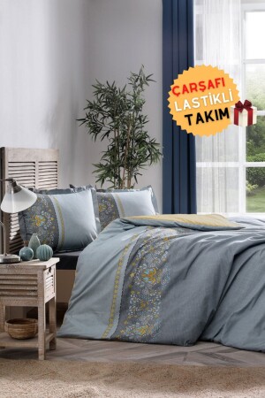Brodats Double Duvet Cover Set with Elastic Sheets Anthracite - Özdilek