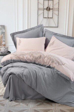 Brode Saten Çift Kişilik Nevresim Takımı Sheen Gri 8680108063392 - Cotton Box