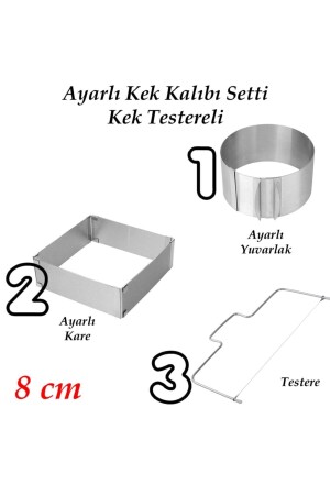 - Brot, Kuchen, Gebäck, Biskuitkuchenform, Kreis und Säge, verstellbar, verstellbar, rund und quadratisch (8 cm), AMELHOME-039 - adarya