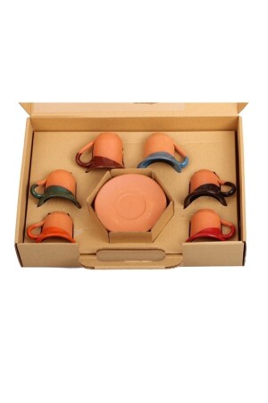 Brown 12 Piece Pottery Earth Color Glazed Handmade Cup Set COMLEKFINCAN01 - GÜRALLAR