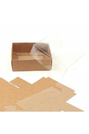 Brown Acetate Box with Lid 150 Pieces 8x8x3 8X8X3 KRAFT BOX WITH ACETATE LID - A.E