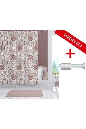 Brown Bathroom Curtain with Hanger Gift 180x200cm Single Wing Shower Curtain - Paisley Pattern Bathroom Shower Curtain - Tropikhome