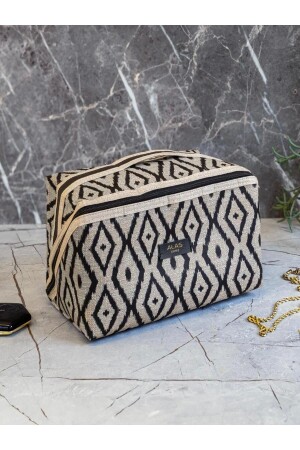 Brown - Black Multi-Purpose Makeup Bag with Handle Large Compartment Travel Type Cosmetic Organizer - Pharma Acqua