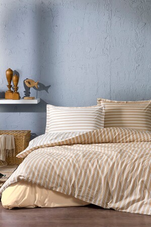 Brown Trioline Duvet Cover Set Double Ranforce 8697353573453 - Özdilek