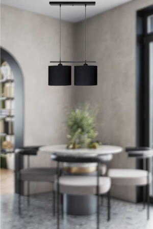 Bruno 2-Piece Black Modern Chandelier (with black Lampshade) BRNO-ABJ-SYH-02 - BSA LIGHTING