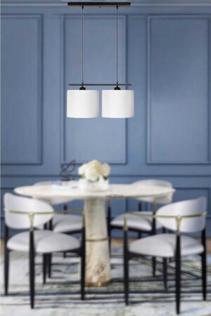 Bruno 2-Piece Black Modern Chandelier (with white Lampshade) BRNO-ABJ-BYZ-02 - BSA LIGHTING