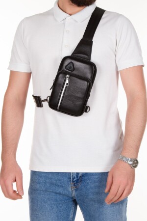 Brust- und Umhängetasche aus 100 % echtem Leder mit Kreuzgurt und Kopfhöreranschluss Adl-56478 - Adelina Bags