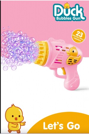 BUBBLE GUN WITH LIQUID BATTERY 23 HOLES PINK BUBBLE MACHINE BUBBLE GUN - Masen Toys
