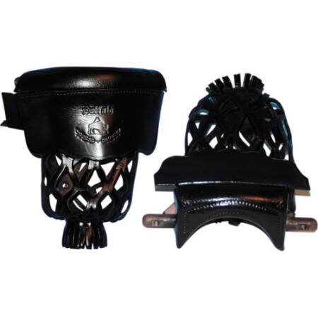Buffalo leather ball pockets with base plate, black - Buffalo