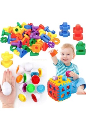 Bul Tak Yumurta Eşleme Oyunu - Geometrik Somun Vida Çevirme - Bultak Puzzle Eğitici Zeka Geliştirici bultak yumurta set - OyuncakZade