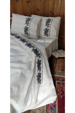 Buldan Isi Cross Stitched Duvet Cover Set OSM130 - Pamuk Evim