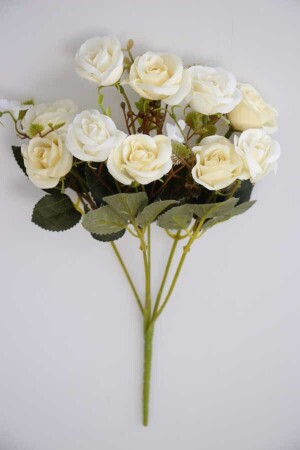 Bunch of 10 Hawaiian Roses (White-Cream) - Yapay Çiçek Deposu