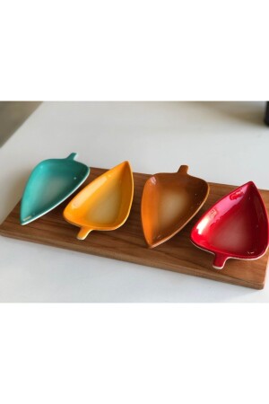 Bunte 4-teilige Snackschale mit Holzständer AGRSWY256 - MeGgDecor