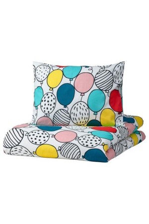 Buntes Ballon-Kinderbettbezug-Set, Einzelbett, blaue Farbe, Meridyendukkan, 150 x 200, ohne Bettwäsche, 1265402 - IKEA